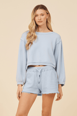 Blue Rain Washed Terry Open Back Top