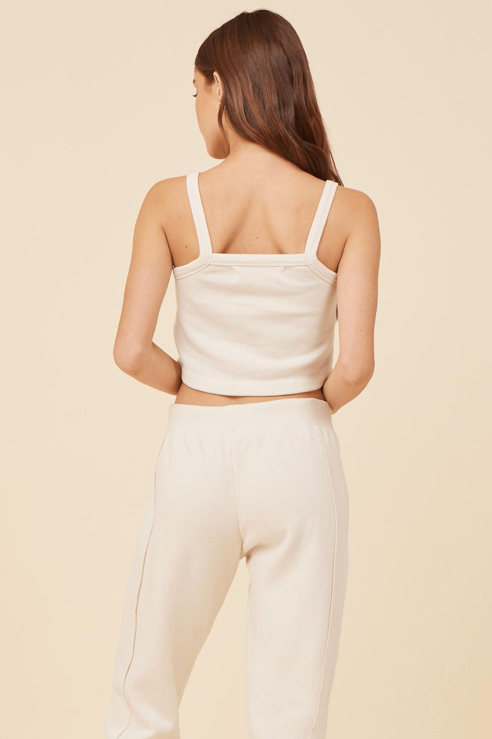Coconut White Solid Burnout Fleece Tank
