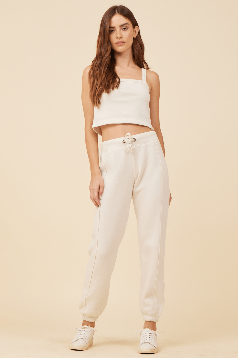 Coconut White Solid Burnout Fleece Tank