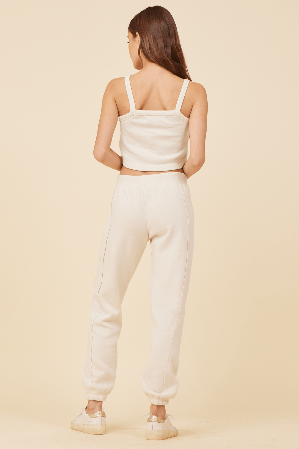 Coconut White Solid Burnout Fleece Tank