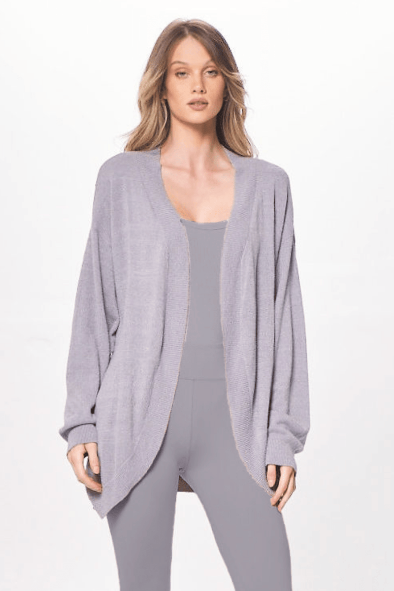 Grey Knit Cardigan Sweater