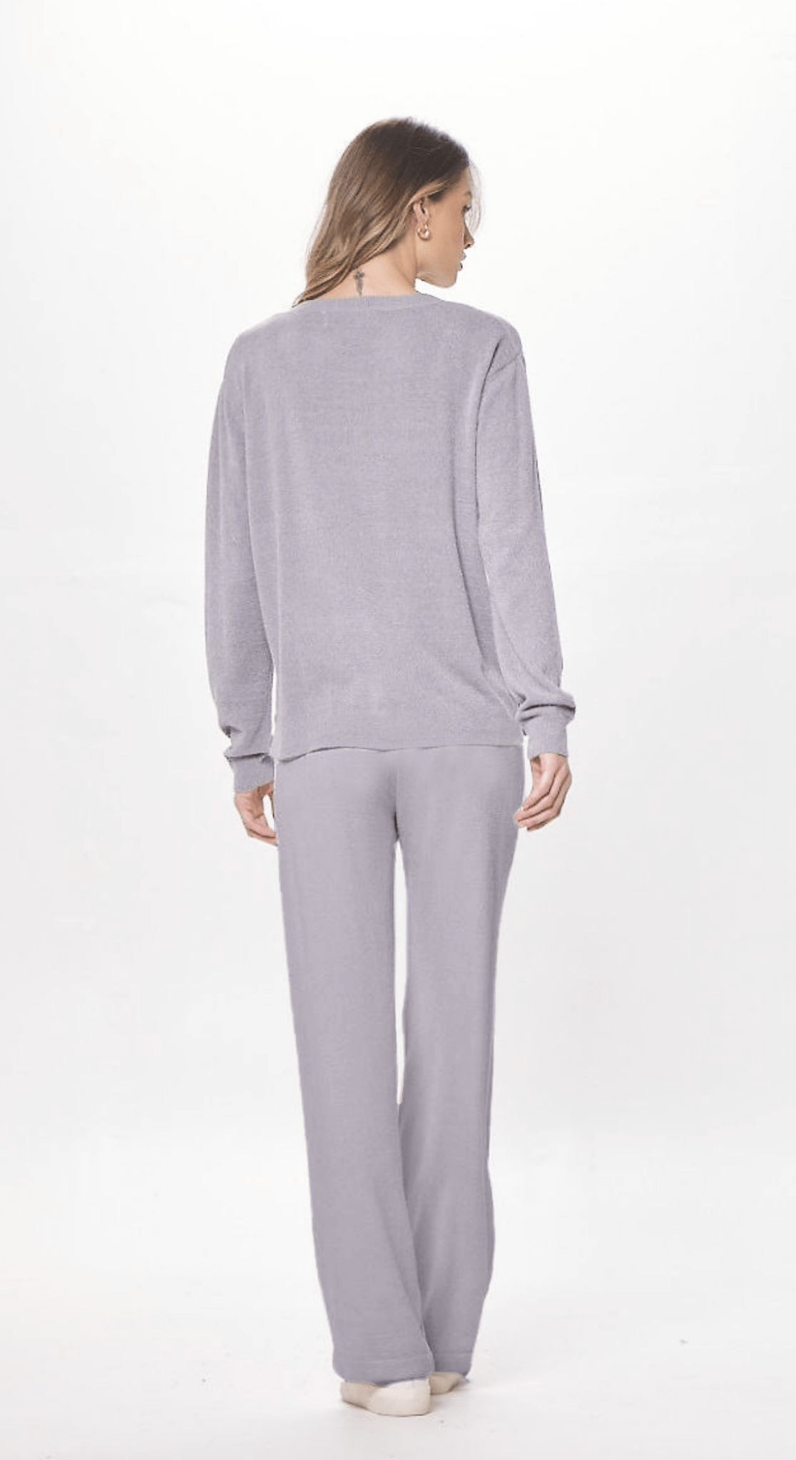 Cool Grey Plush Knit Crewneck