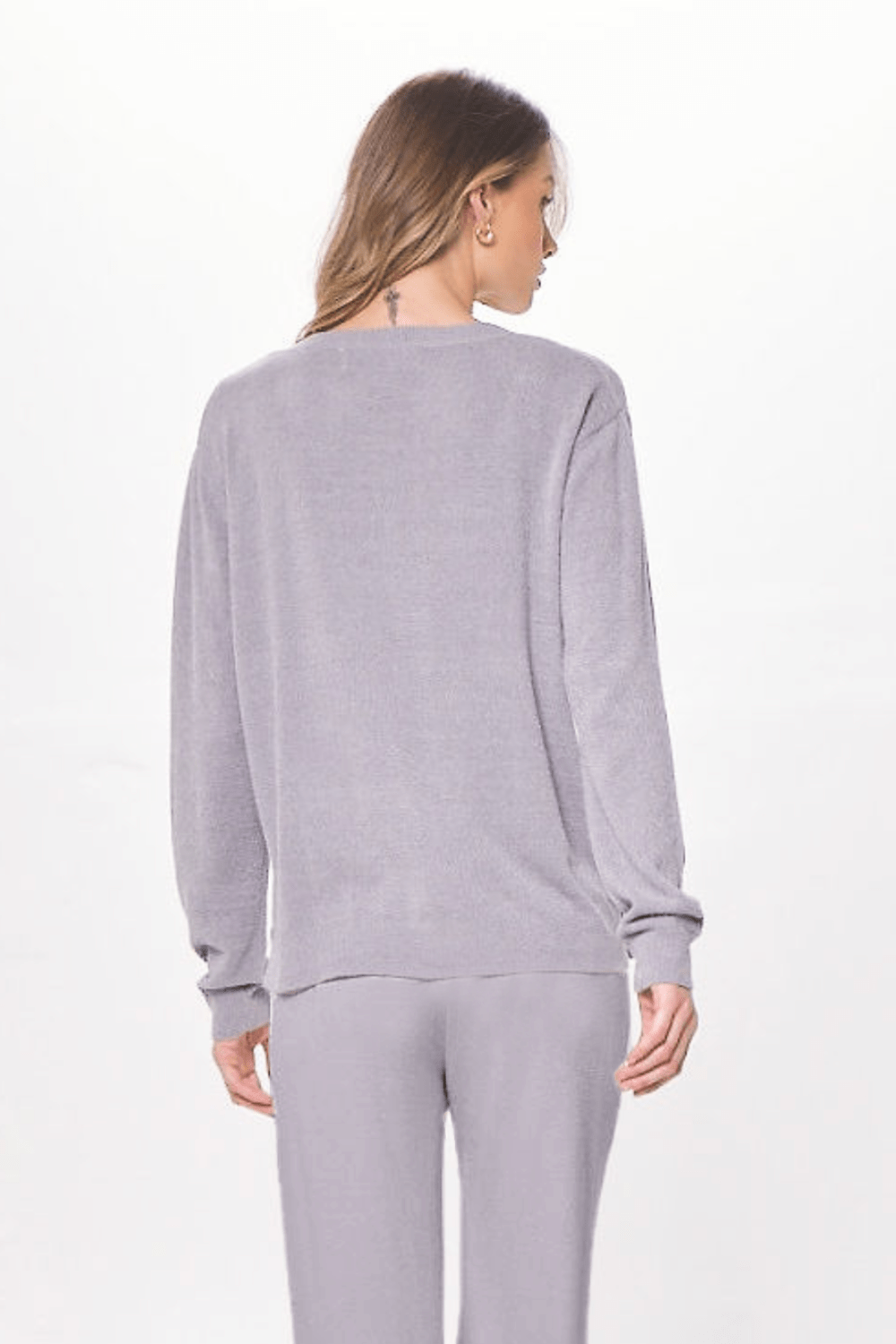 Cool Grey Plush Knit Crewneck