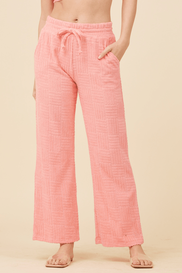 Coral Corded Terry Wide Leg Pant