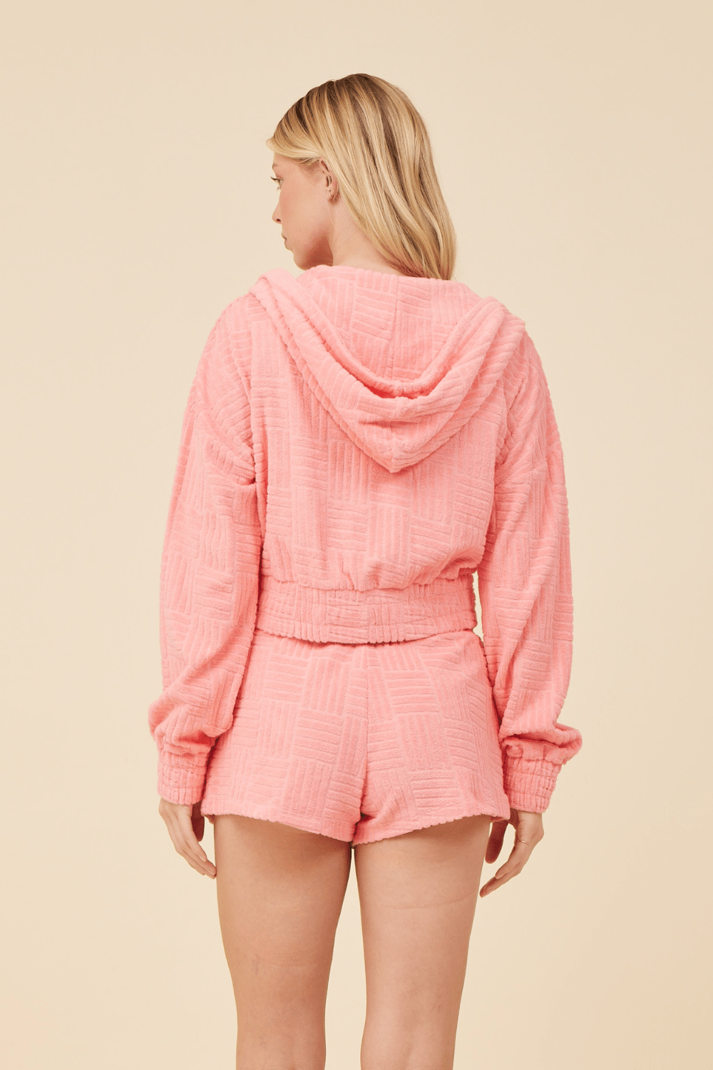 Coral Corded Terry Zip Up