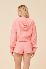 Coral Corded Terry Zip Up