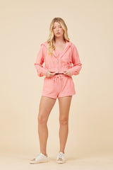 Coral Corded Terry Zip Up