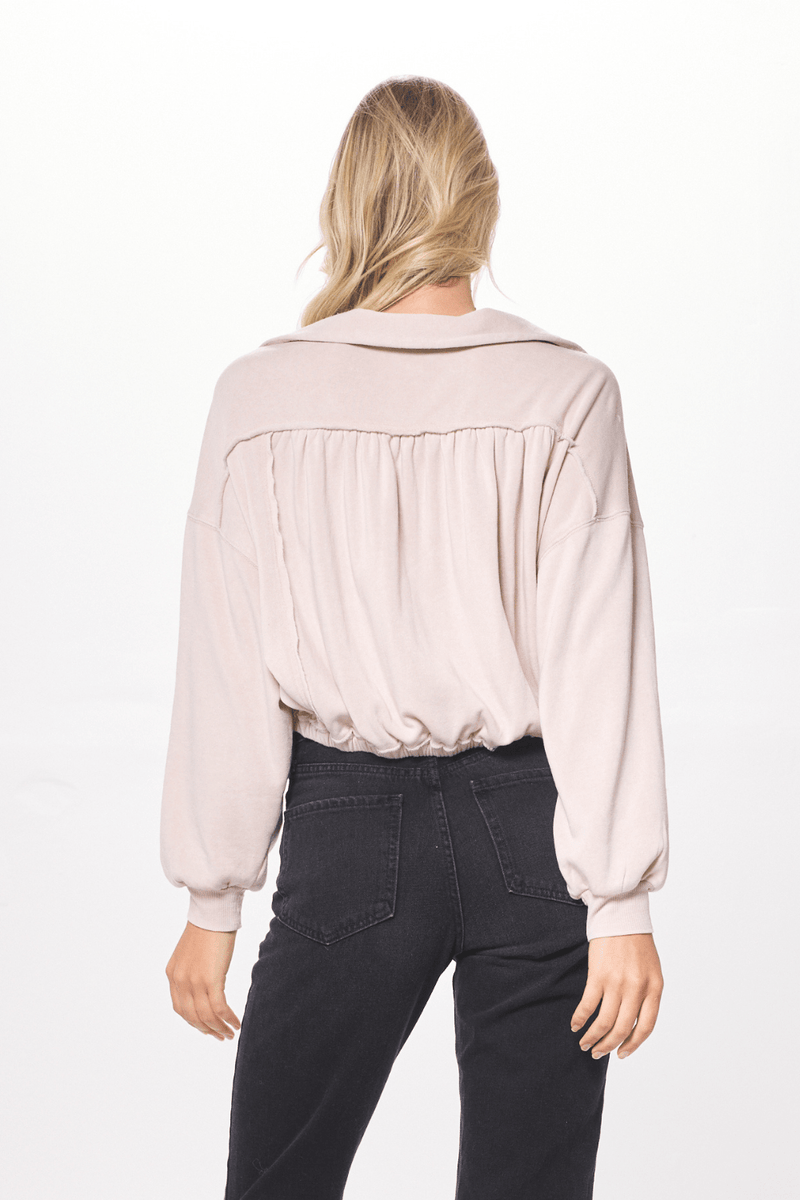 Cream Brul Cashmere Fleece Polo V Neck Sweater