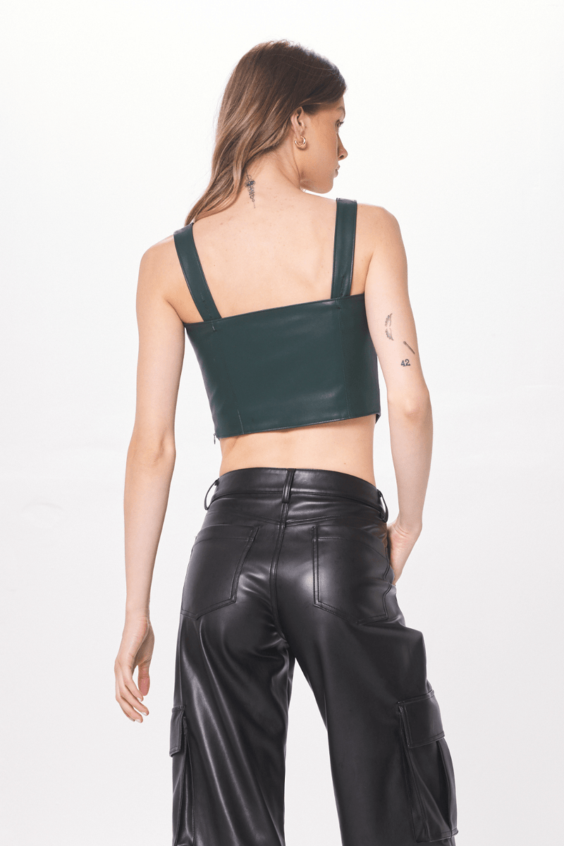 Forest Green Faux Leather Corset