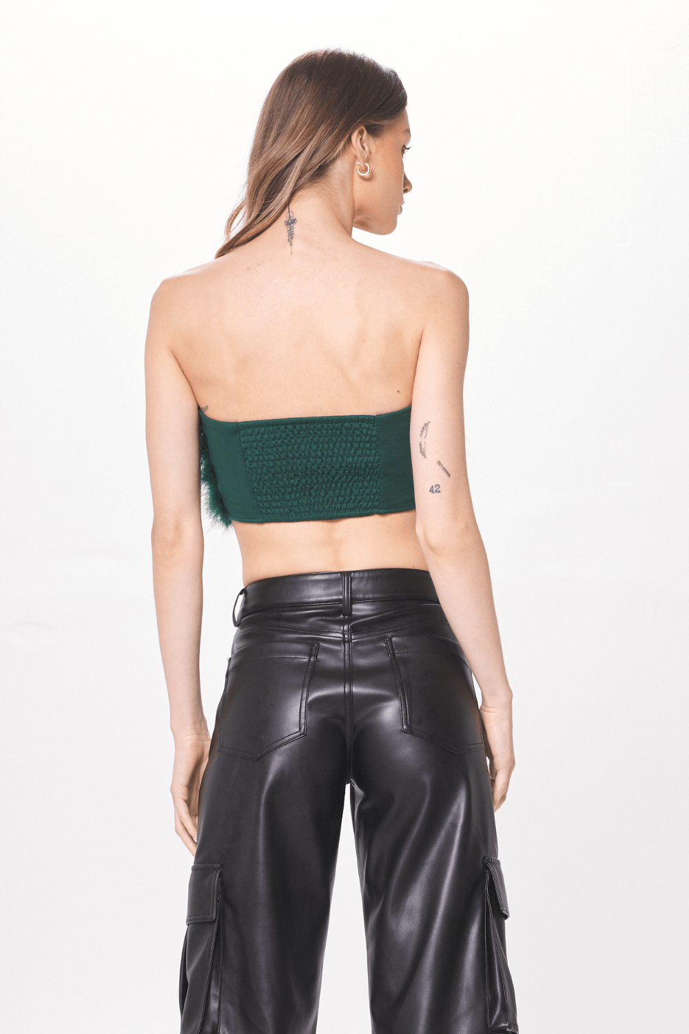 Green Feather Crop Top