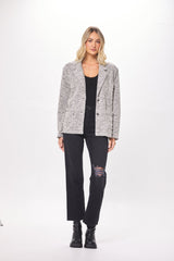 Grey & Black Oversized Textured Knit Blazer