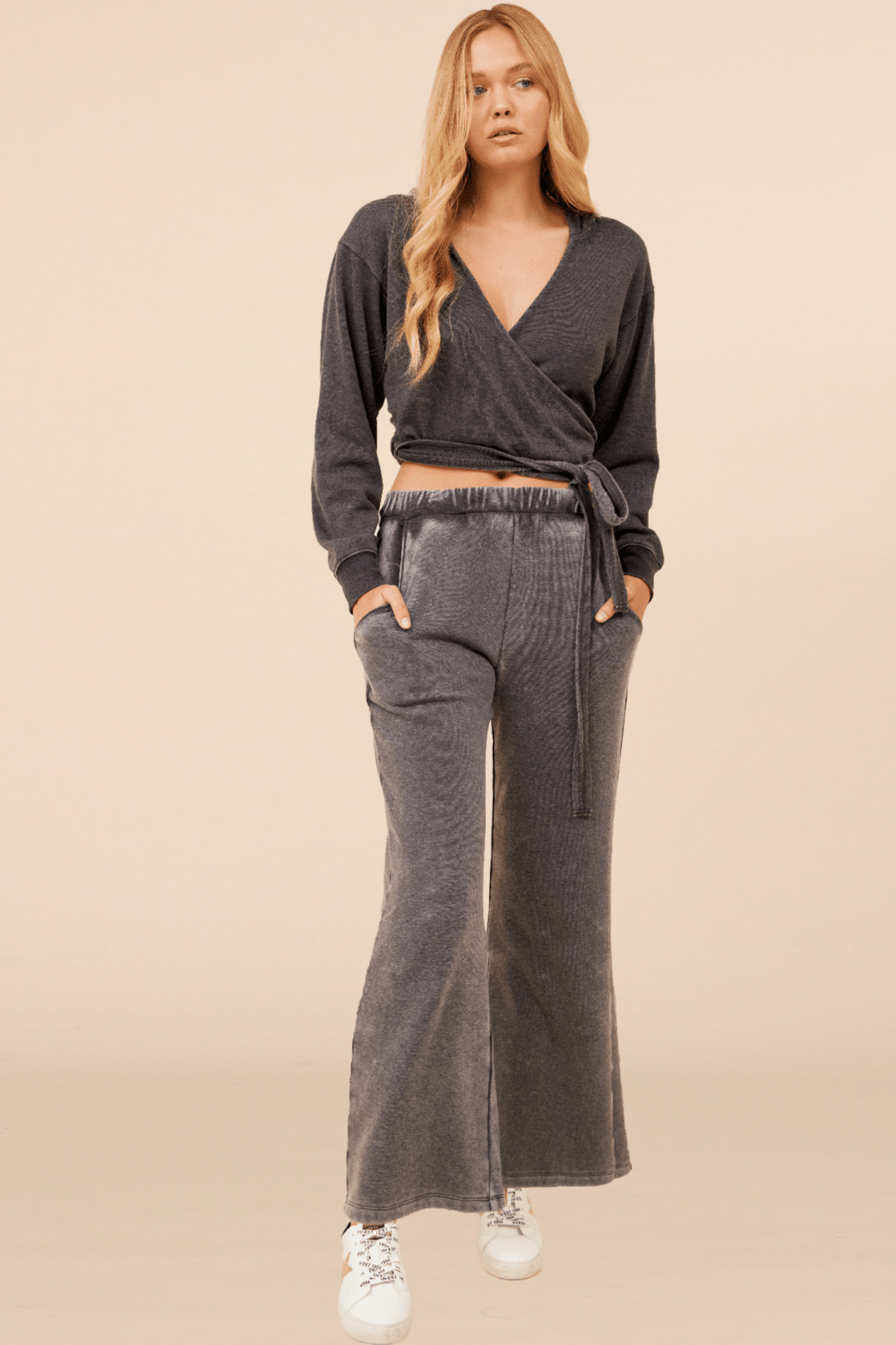Heather Charcoal Lightweight Fleece Surplice Hoodie