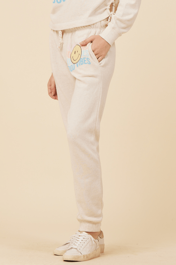 Heather Oatmeal W/ Multicolor French Terry Jogger