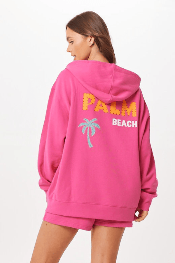 Hot Pink Palm Beach Jet Setter Surf Wash Zip Up