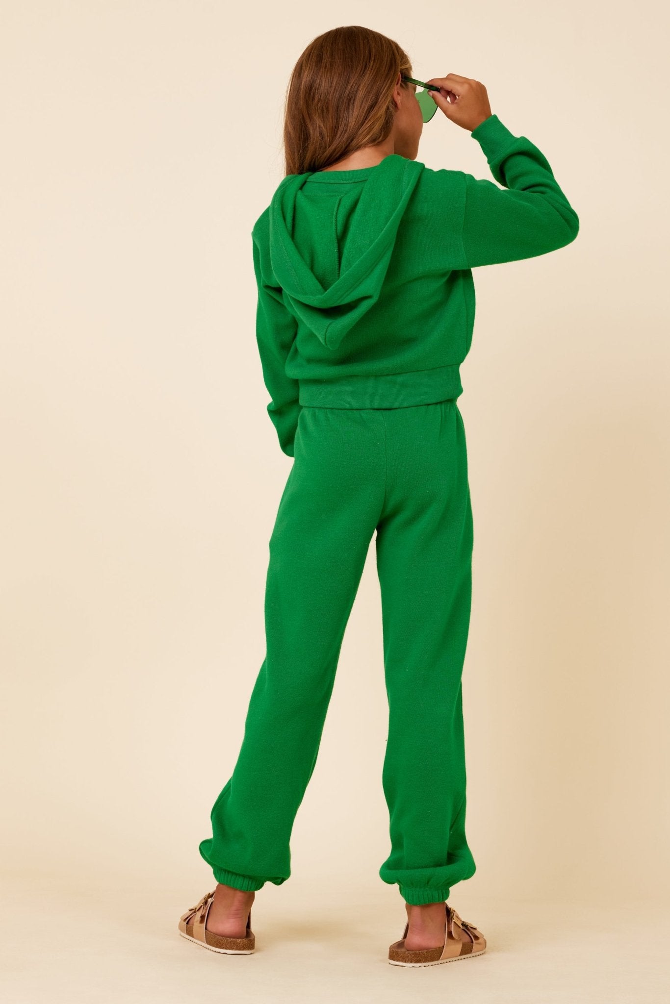 Kelly Green Slit Pocket Crop Zip Hoodie