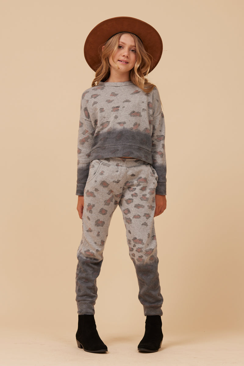 Large Leopard Print Dip Dye Jogger